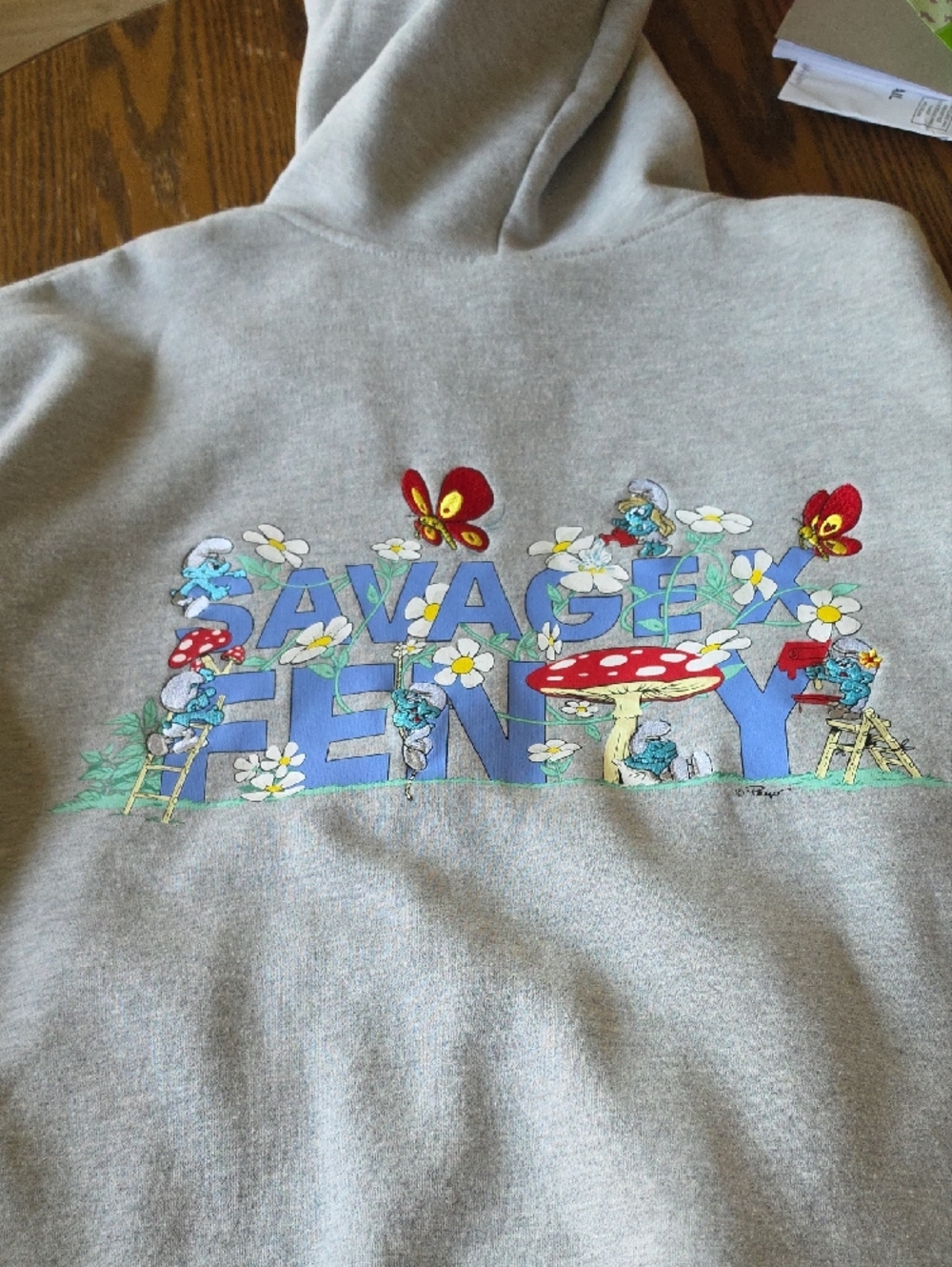 Savage X Fenty By Rihanna Grey Hooded Zipup Smurf Sweatshirt Size Large